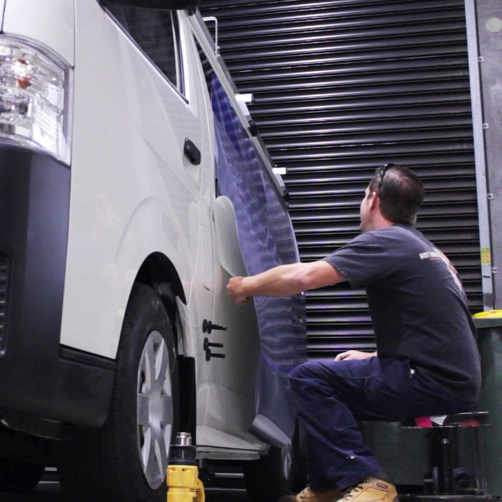 coloured full vinyl wrap installation on an adelaide company van
