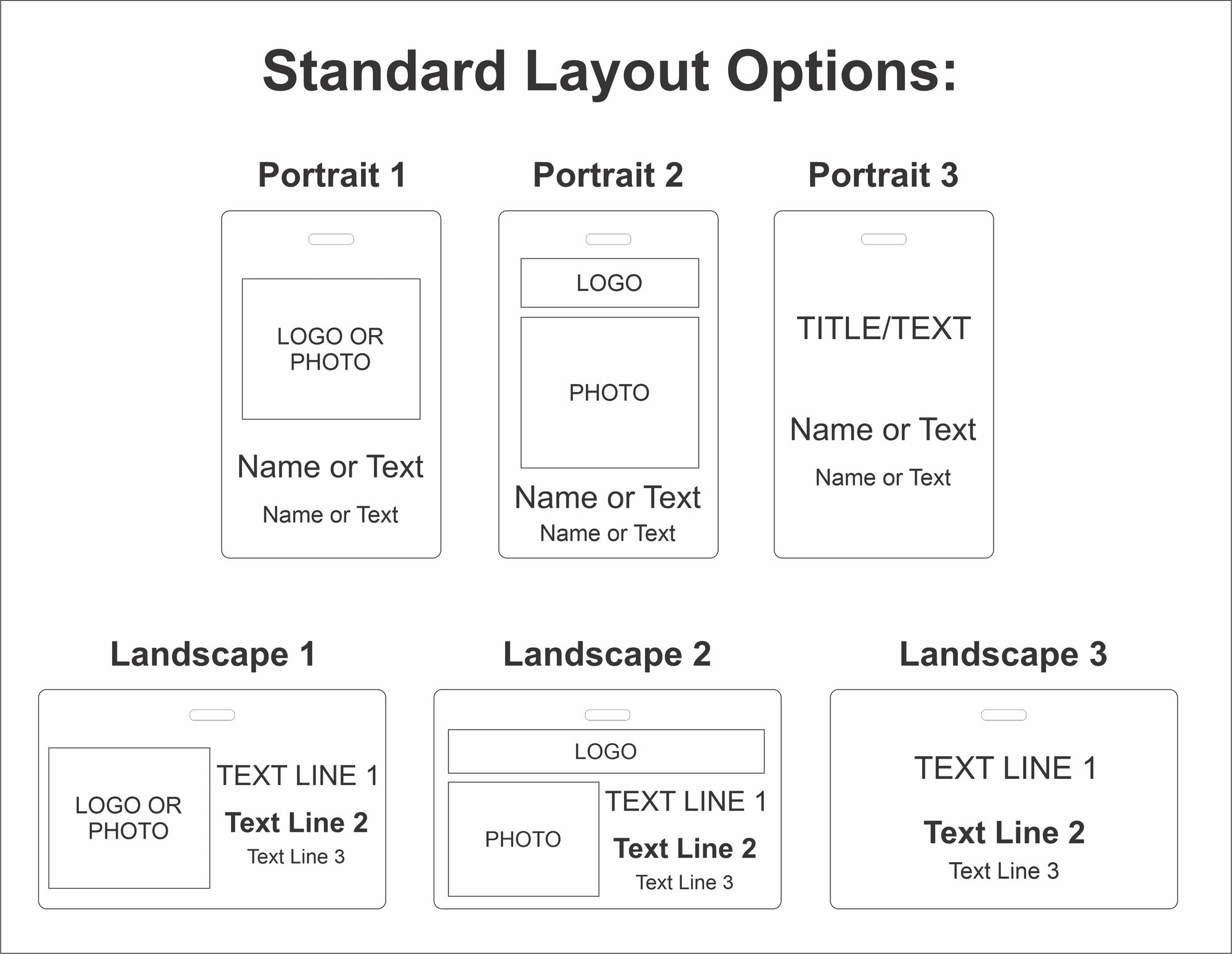 Select the design of your ID card from one of our standard layouts or request a custom design and add the design fee to your order