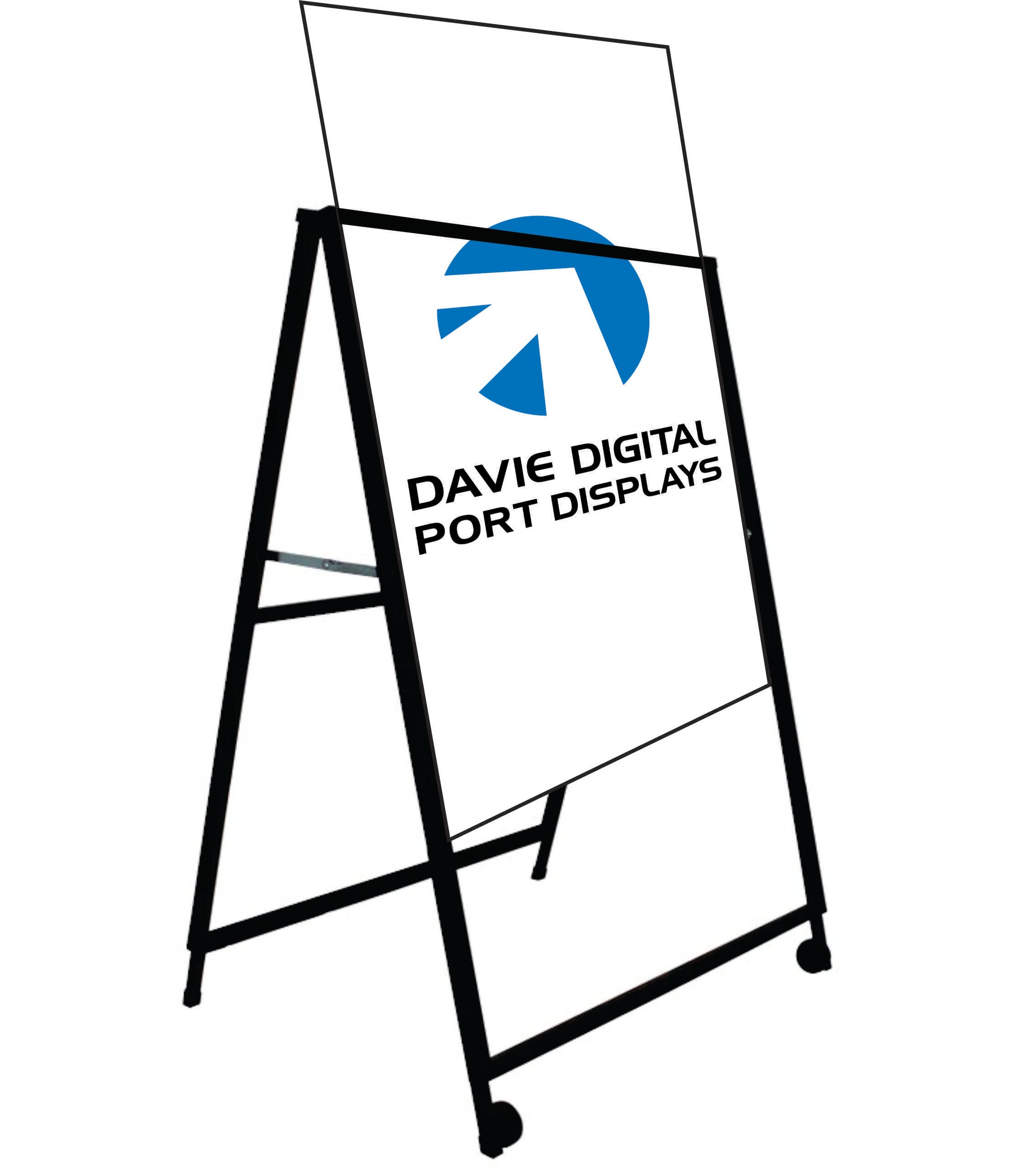 Corflute A-board sandwich frame with 2 full-colour removeable signs 60x90cm and castors